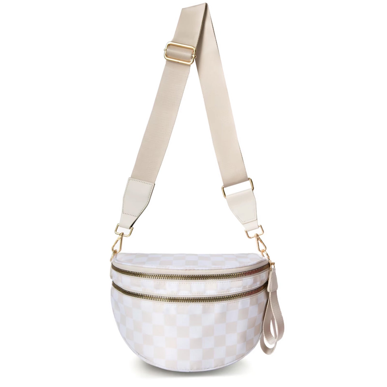 MoveFree Bum Bag- White and Beige Checkered