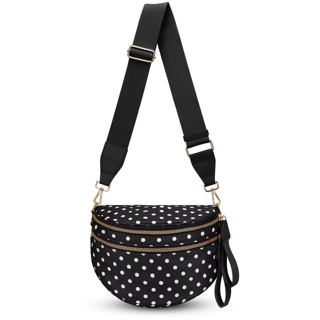 MoveFree Bum Bag- Black and White Polka Dot