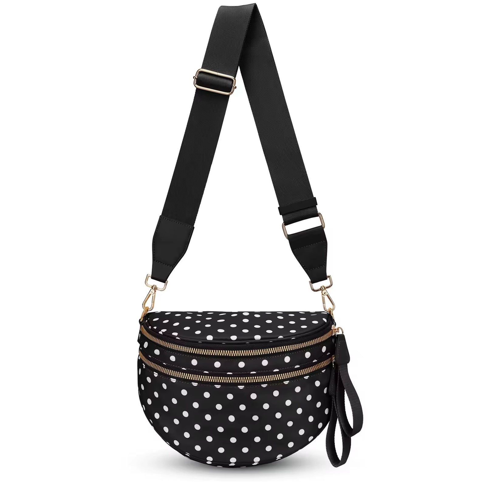 MoveFree Bum Bag- Black and White Polka Dot
